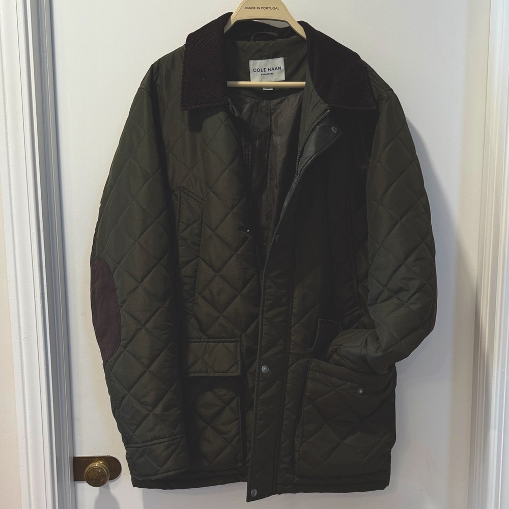 Cole Haan ladies Quilted Jacket - Dark Green and Brown